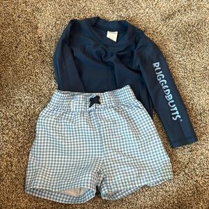 Swim trunks and rash guard set